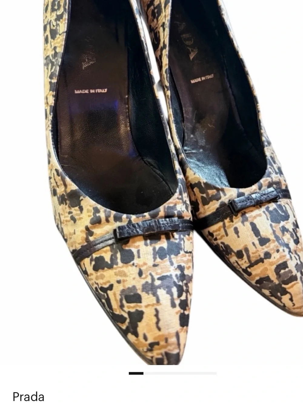 Prada Pointed Leopard-Print Ballet Flats in Brown and Black